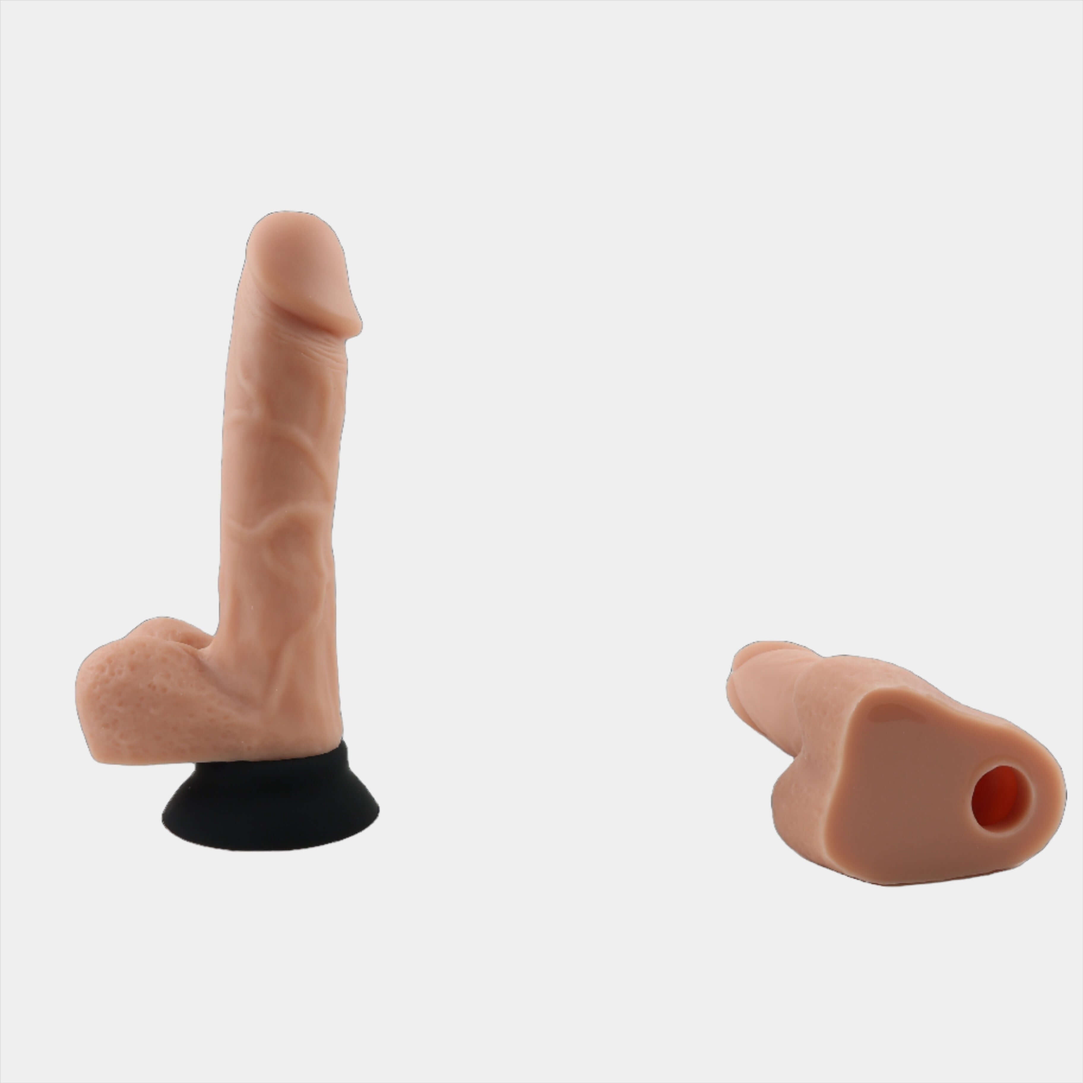 Flesh 7inch Vac U Lock Dildo with Balls at Tickle & Twist