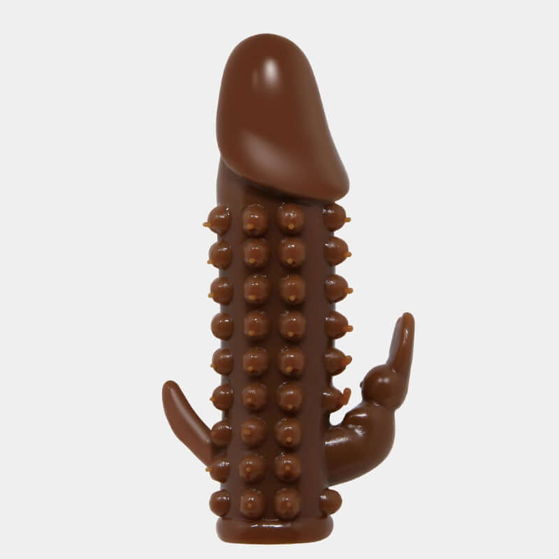 Walnut Penis Sleeve with Bumped Shaft and Rabbit Clit Stim at Tickle & Twist