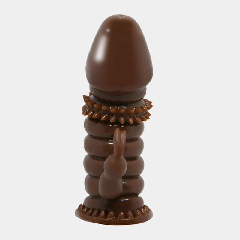 Walnut Penis Sleeve with Ribbed Shaft and Clit Stim at Tickle & Twist
