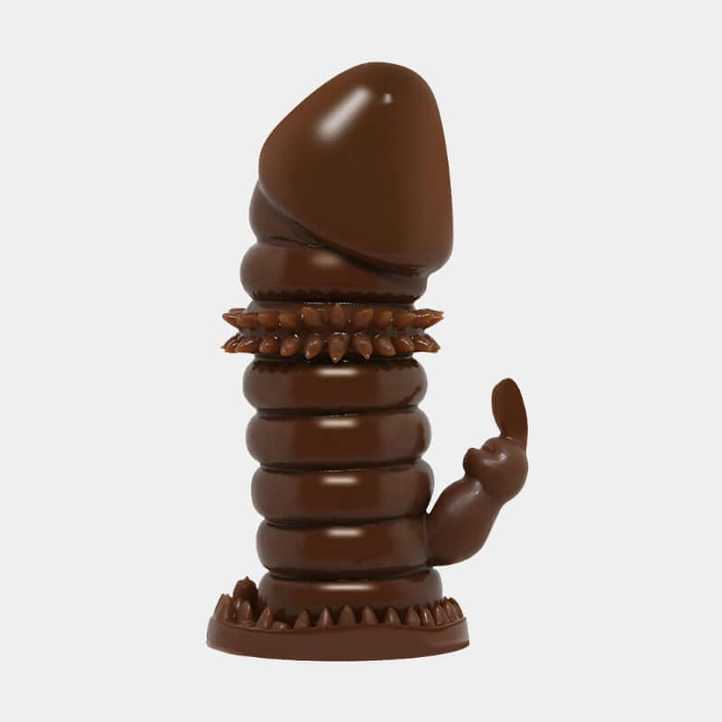 Walnut Penis Sleeve with Ribbed Shaft and Clit Stim at Tickle & Twist