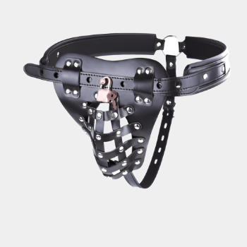 Vegan Leather BDSM Pouch Chastity Belt at Tickle & Twist