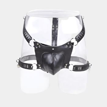 Vegan Leather BDSM Pouch Chastity Belt at Tickle & Twist