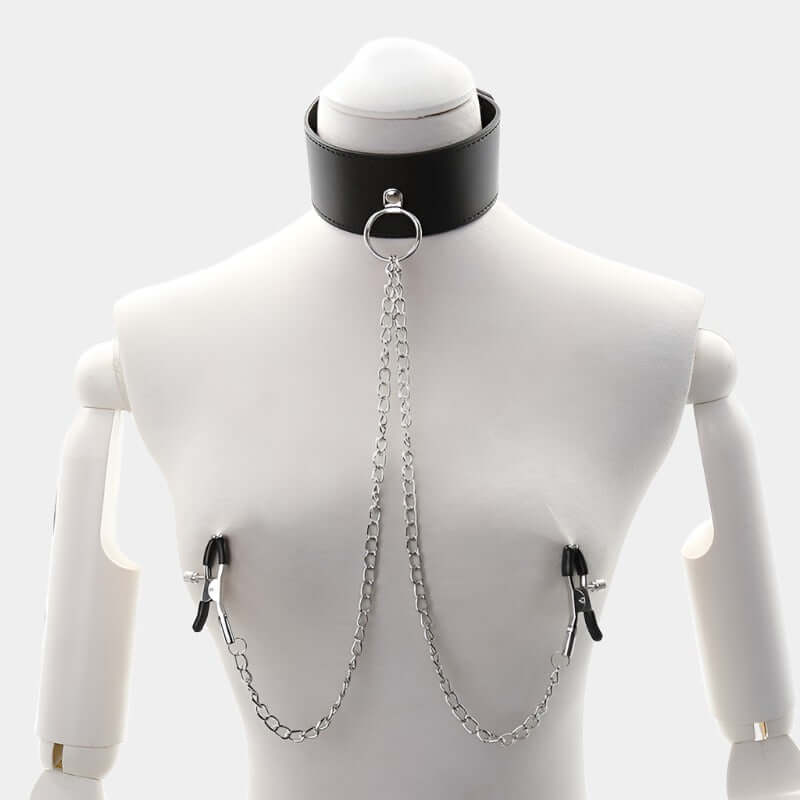 Adjustable Pinch Clamps with Leather Collar and Lock at Tickle & Twist