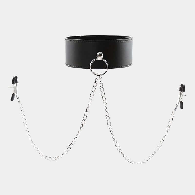 Adjustable Pinch Clamps with Leather Collar and Lock at Tickle & Twist