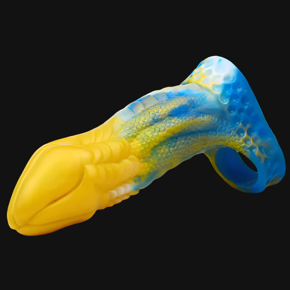 Dragon Dildo Penis Sleeve - Yellow & Blue at Tickle & Twist