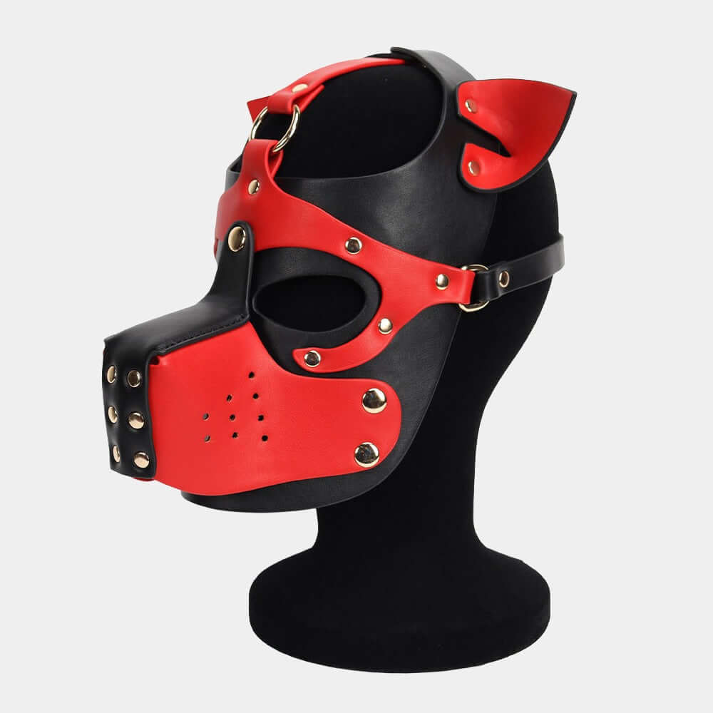 Alpha Pup Hood Red Vegan Leather