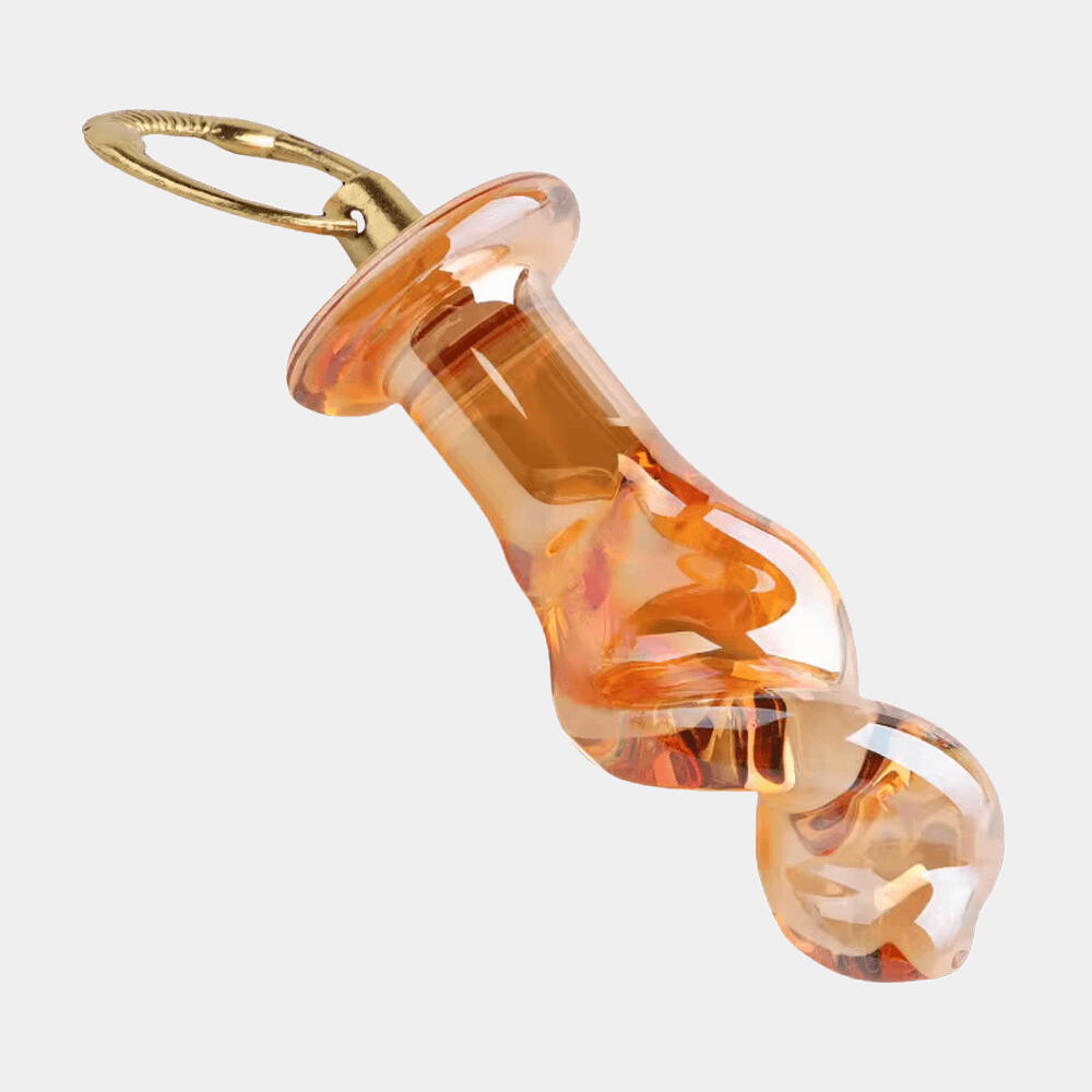 Amber Glass Butt Plug - Swirled