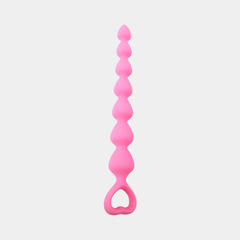 Blissful Anal Beads with Heart Handle - Pink