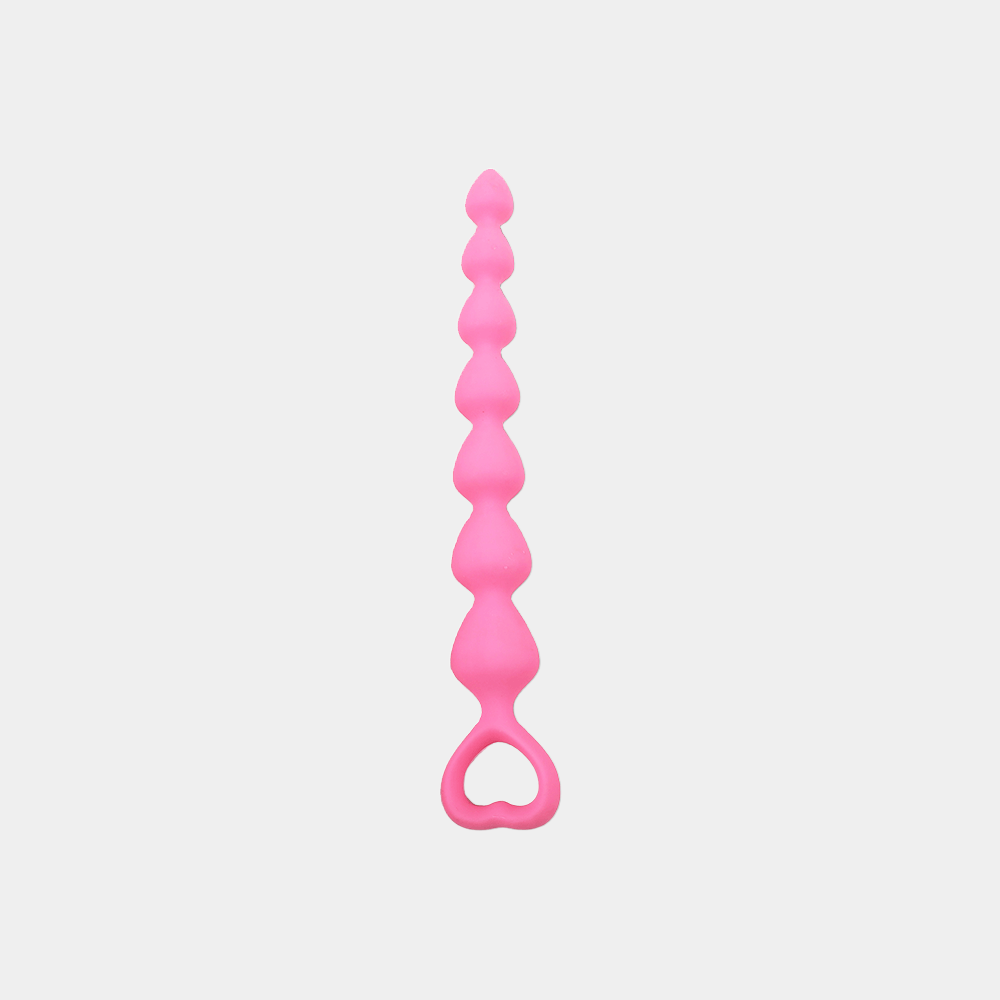 Blissful Anal Beads with Heart Handle - Pink