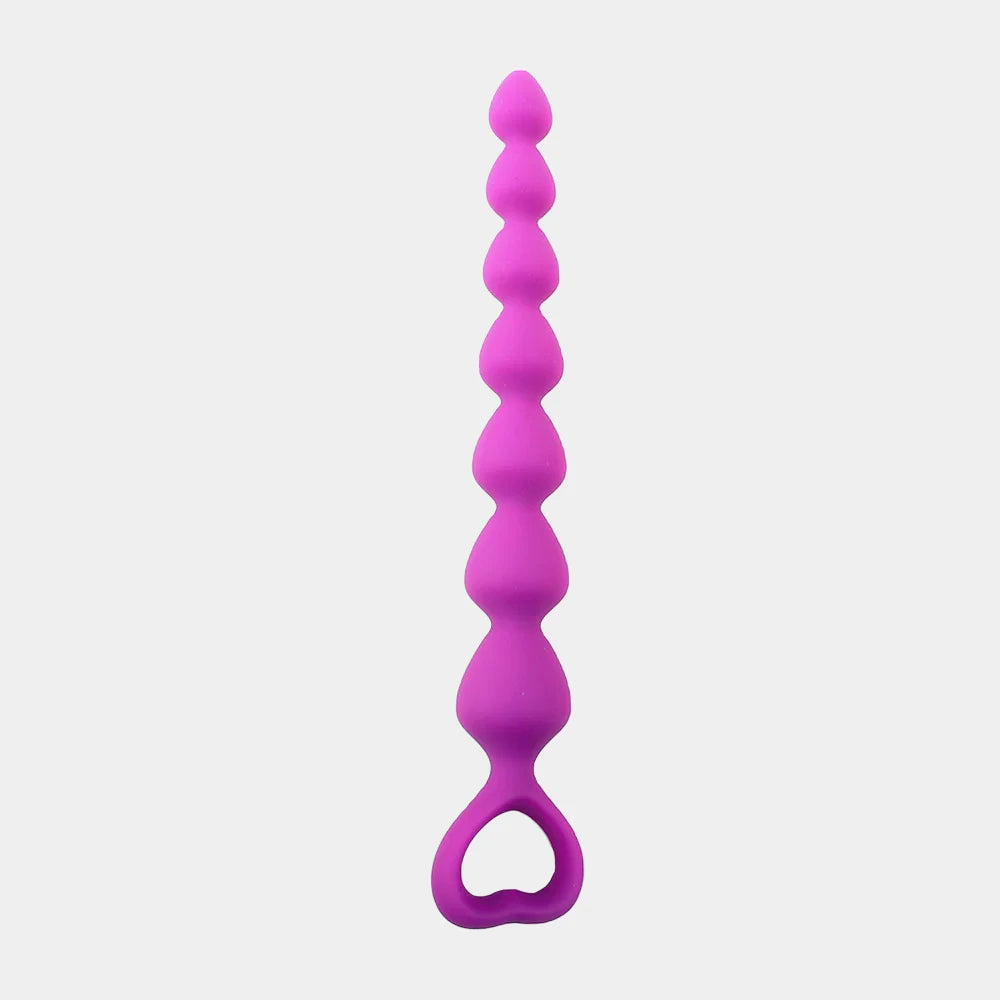 Blissful Anal Beads with Heart Handle - Purple