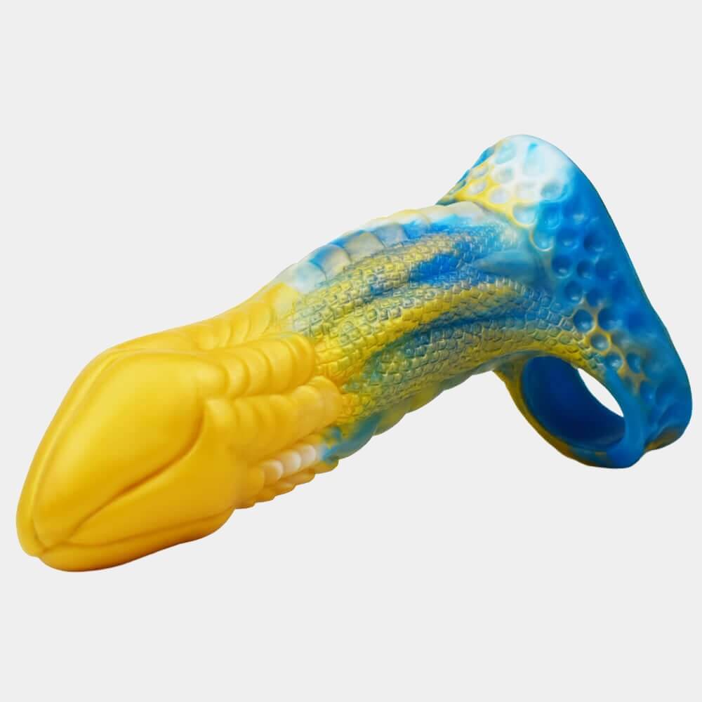 Dragon Dildo Penis Sleeve - Yellow & Blue