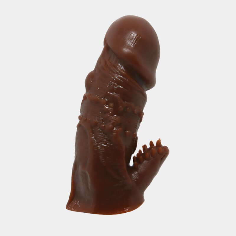 Walnut Penis Sleeve with Spiked Thumb Clit Stim