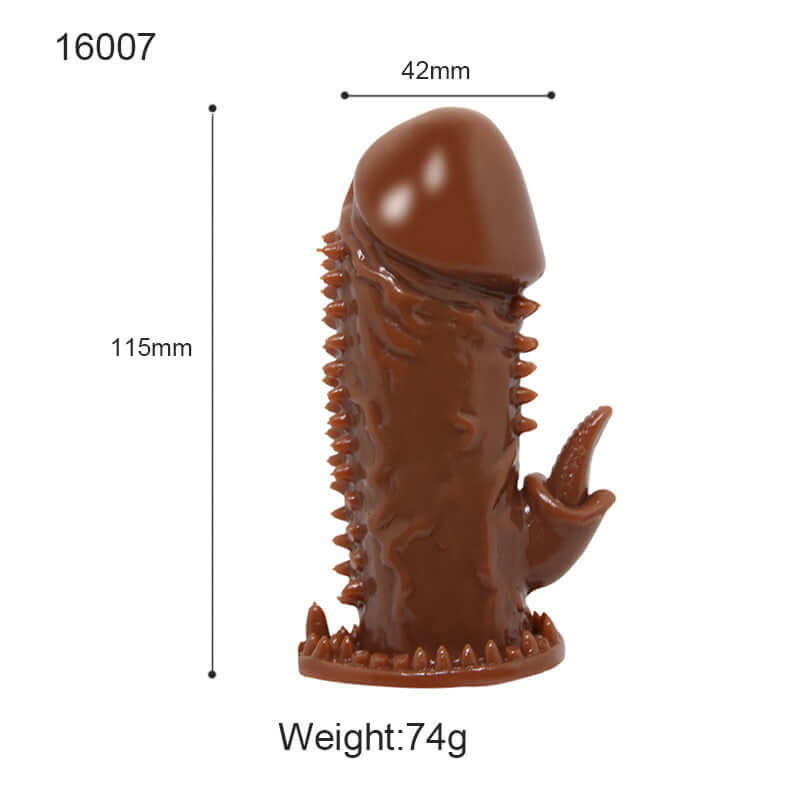 Walnut Penis Sleeve with Spiked Shaft And Rabbit Clit Stim