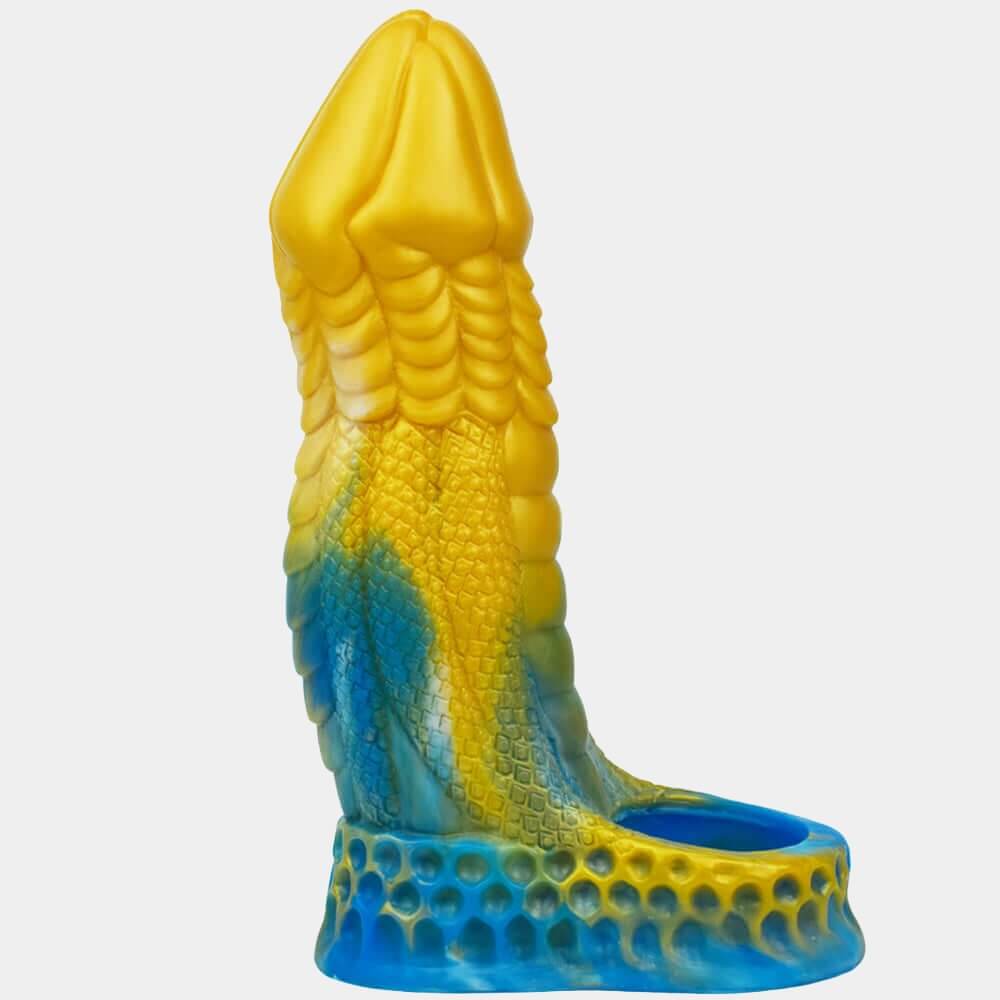 Dragon Dildo Penis Sleeve - Yellow & Blue