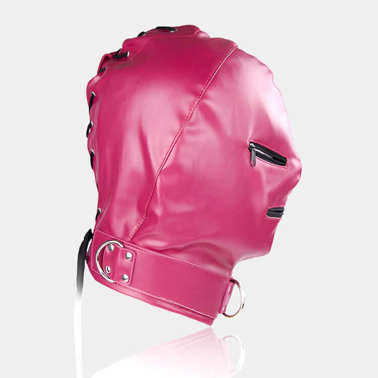 Full Faced Zippered Hood - Hot Pink - Bondage Hood UK