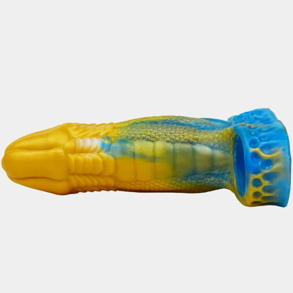 Dragon Dildo Penis Sleeve - Yellow & Blue