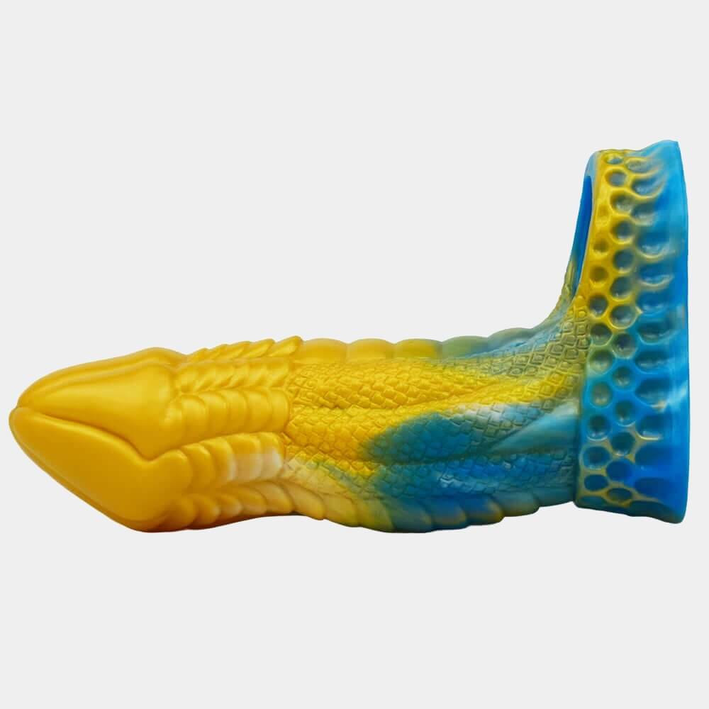 Dragon Dildo Penis Sleeve - Yellow & Blue