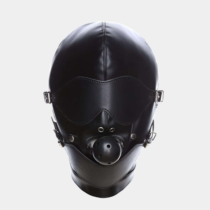 Heavy Duty BDSM Hood with Ball Gag - Bondage Hood UK