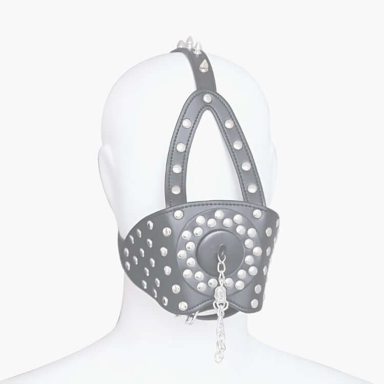 Vegan Leather Slave Bondage Plug Muzzle - Bondage Hood UK