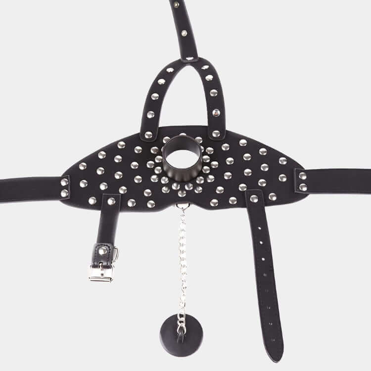 Vegan Leather Slave Bondage Plug Muzzle - Bondage Hood UK