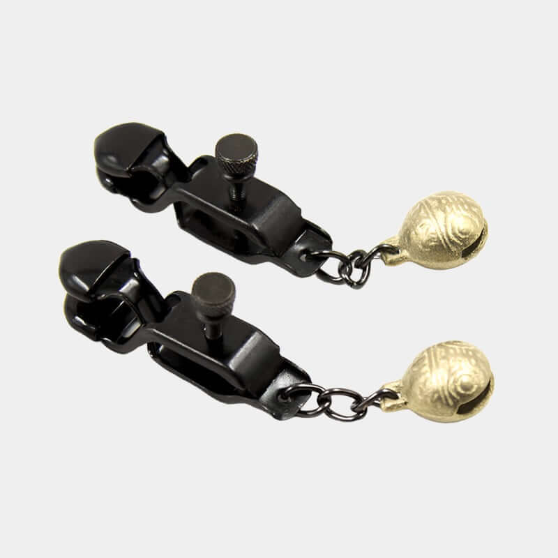 Adjustable Pinch Nipple Clip with Bell in Onyx