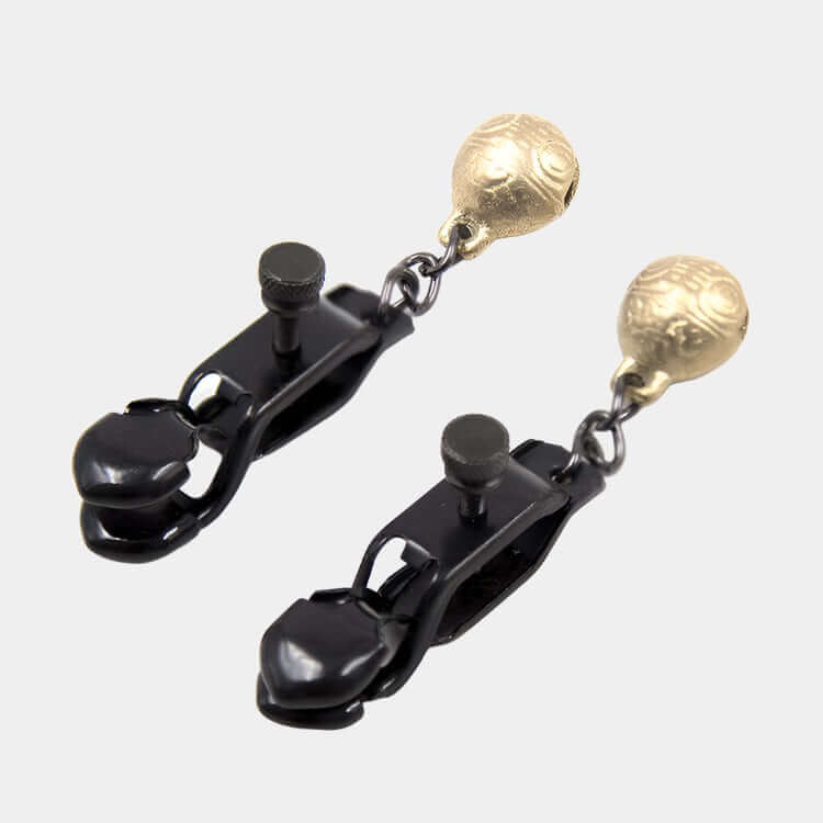 Adjustable Pinch Nipple Clip with Bell in Onyx